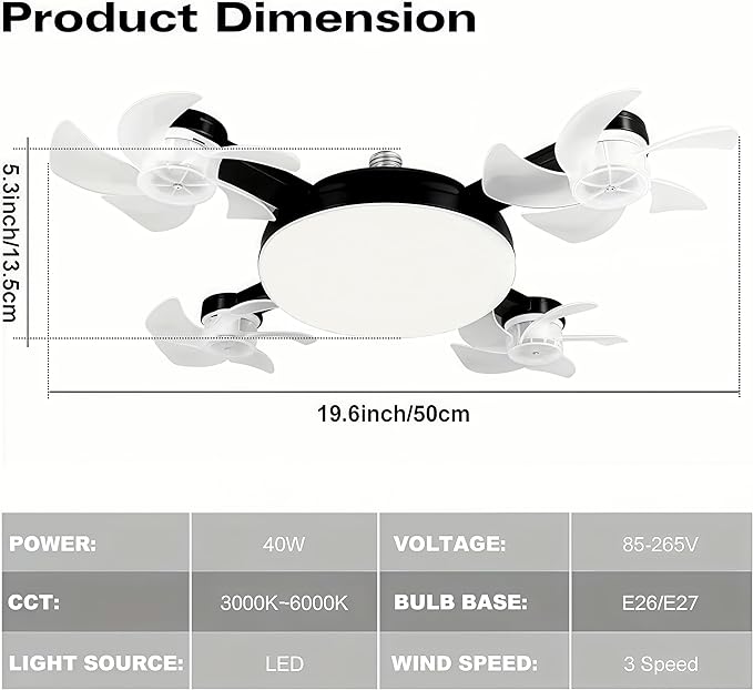Summer Cooling Ceiling Fan Light with Remote