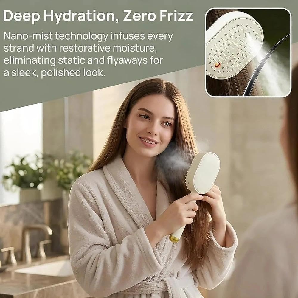 Straightener Brush with Detangling Comb