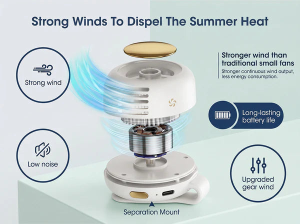 Mini Bladeless Fan Rechargeable 3 Speed Portable Cooling Fan