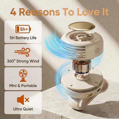 Mini Bladeless Fan Rechargeable 3 Speed Portable Cooling Fan