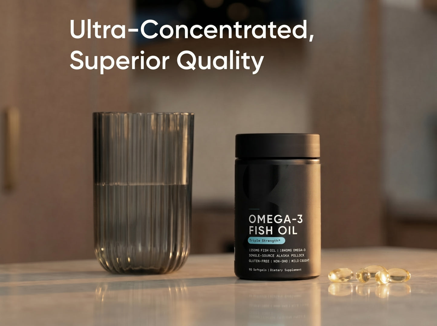 Omega-3 Fish Oil 1250 - Triple Strength Fish Oil Supplement